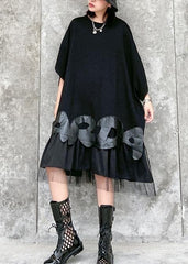 Bohemian o neck patchwork tulle clothes Women black Dresses AT-SDM200508