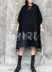 Bohemian o neck patchwork tulle clothes Women black Dresses AT-SDM200508