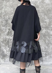 Bohemian o neck patchwork tulle clothes Women black Dresses AT-SDM200508