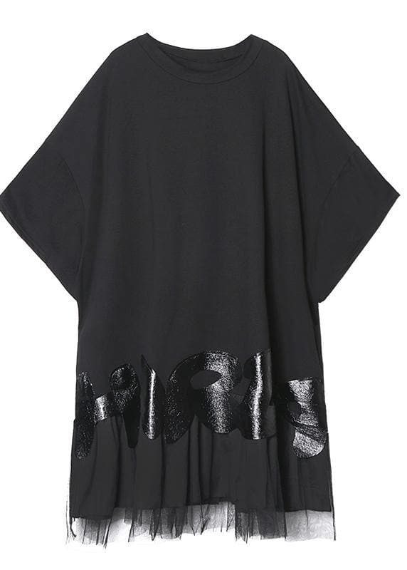 Bohemian o neck patchwork tulle clothes Women black Dresses AT-SDM200508
