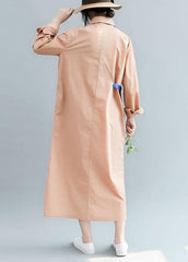 Bohemian side open cotton Long Shirts Fashion Ideas nude cotton shirt Dress fall FDL191011