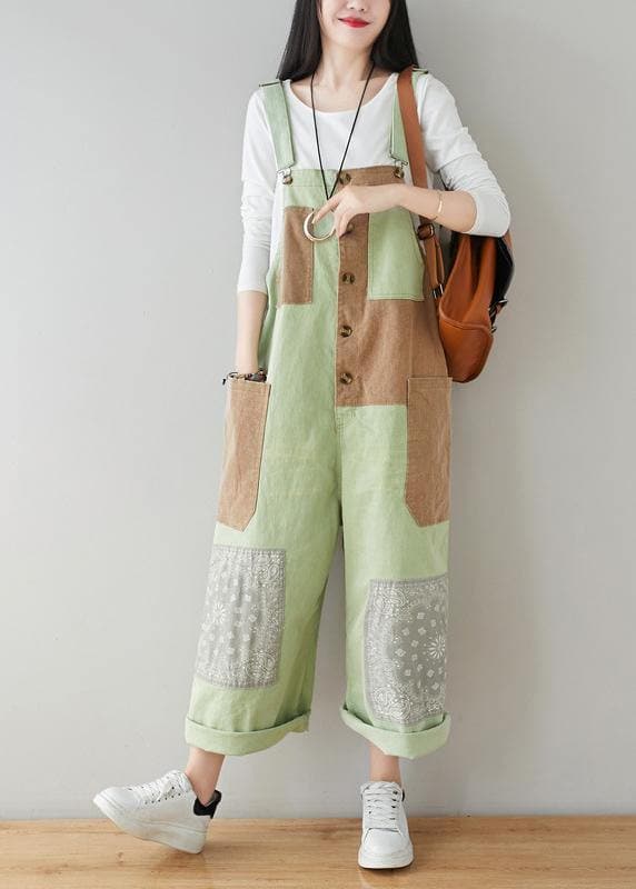 Boho Beige Patchwork Jeans Jumpsuit JPTS210207