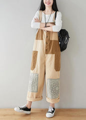 Boho Beige Patchwork Jeans Jumpsuit JPTS210207