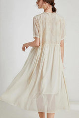 Boho Beige Print Chiffon asymmetrical Design Summer Maxi Dresses MLMY-SDL240325