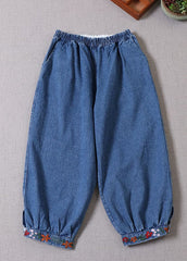 Boho Blue Embroideried denim Pants Spring BP-LPTS211224
