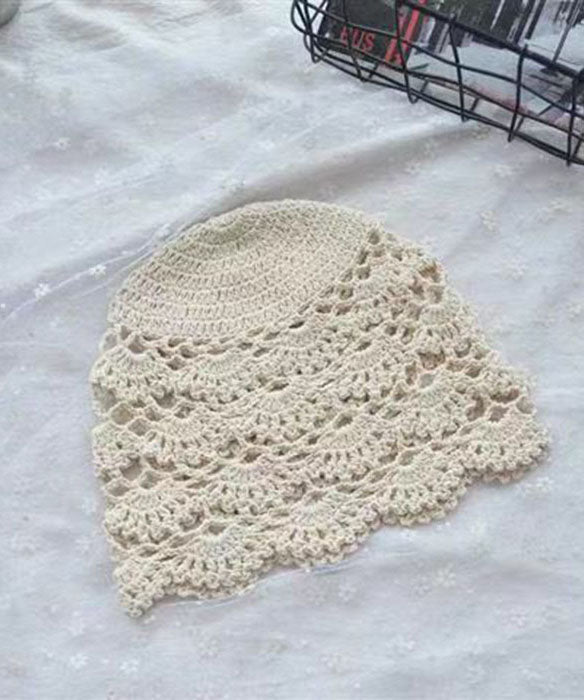 Boho White Knit Solid Color Hollow Out Bonnie Hat dylinoshop