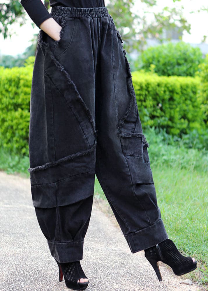 Boutique Black Grey Patchwork fashion Winter Denim Pants DLK-LPTS211118
