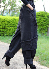 Boutique Black Grey Patchwork fashion Winter Denim Pants DLK-LPTS211118