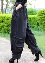 Boutique Black Grey Patchwork fashion Winter Denim Pants DLK-LPTS211118