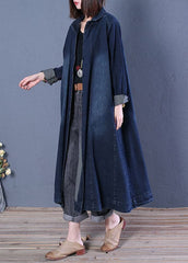 Boutique Blue Peter Pan Collar Patchwork denim trench coats Spring fg-CTS211216