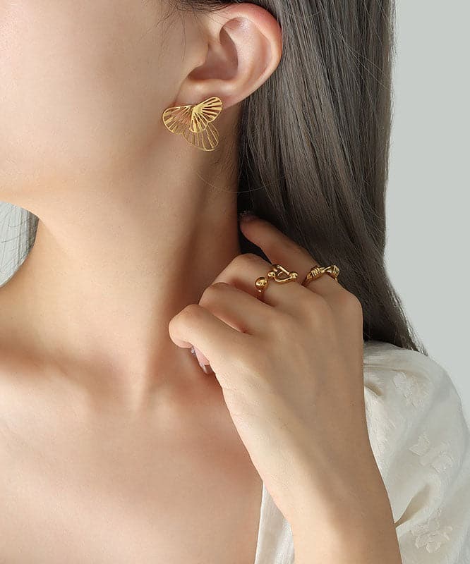 Boutique Gold Butterfly Metal Separable Stud Earrings Jew-EAR220805