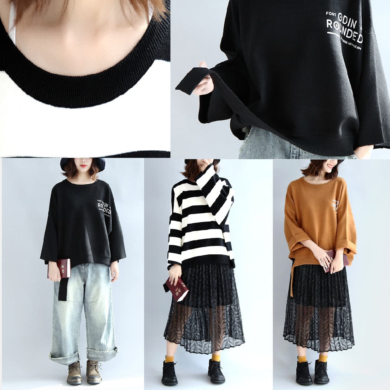Brown oversized woolen sweat tops warm winter short t shirts NTP171028