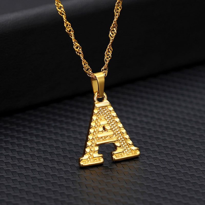 Capital Letter Necklaces Charm Jewelry NCJSOII24 Stainless Steel Golden Color Touchy Style