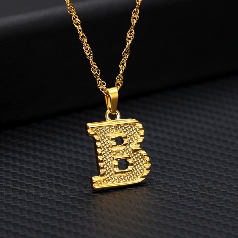 Capital Letter Necklaces Charm Jewelry NCJSOII24 Stainless Steel Golden Color Touchy Style