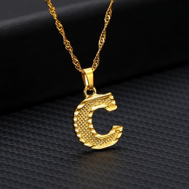 Capital Letter Necklaces Charm Jewelry NCJSOII24 Stainless Steel Golden Color Touchy Style