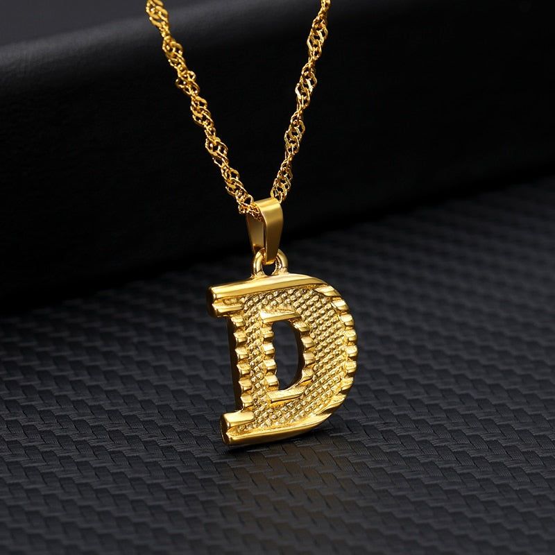 Capital Letter Necklaces Charm Jewelry NCJSOII24 Stainless Steel Golden Color Touchy Style
