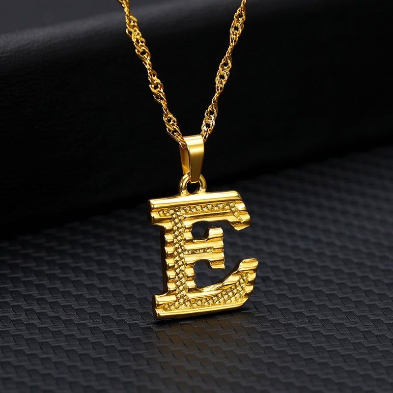 Capital Letter Necklaces Charm Jewelry NCJSOII24 Stainless Steel Golden Color Touchy Style