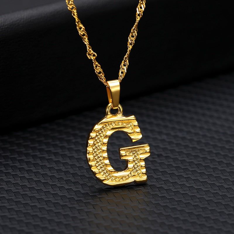 Capital Letter Necklaces Charm Jewelry NCJSOII24 Stainless Steel Golden Color Touchy Style