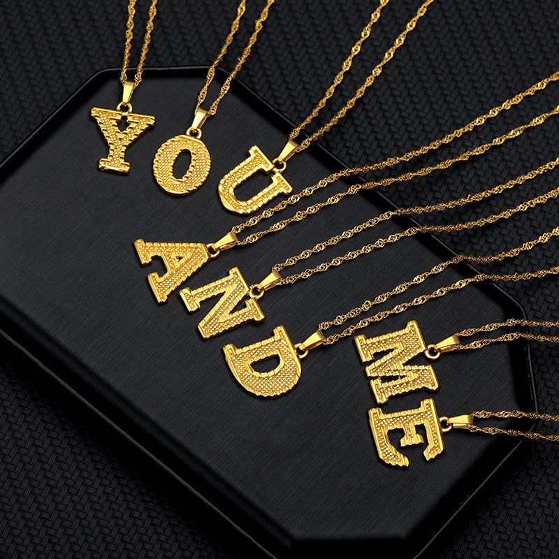 Capital Letter Necklaces Charm Jewelry NCJSOII24 Stainless Steel Golden Color Touchy Style