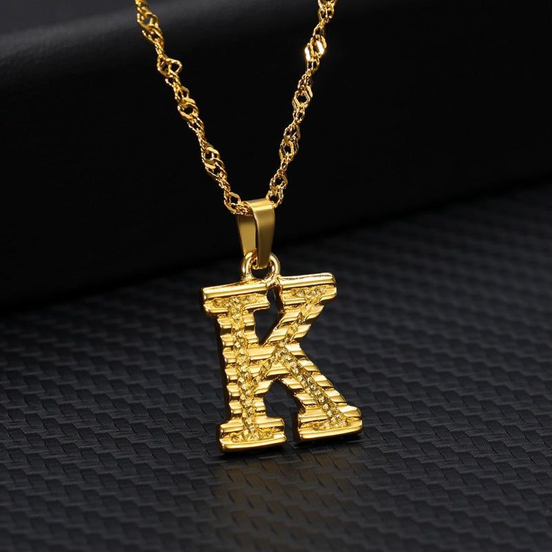 Capital Letter Necklaces Charm Jewelry NCJSOII24 Stainless Steel Golden Color Touchy Style