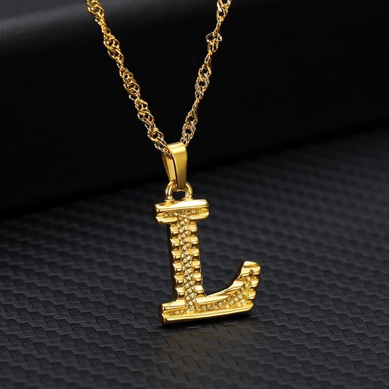 Capital Letter Necklaces Charm Jewelry NCJSOII24 Stainless Steel Golden Color Touchy Style