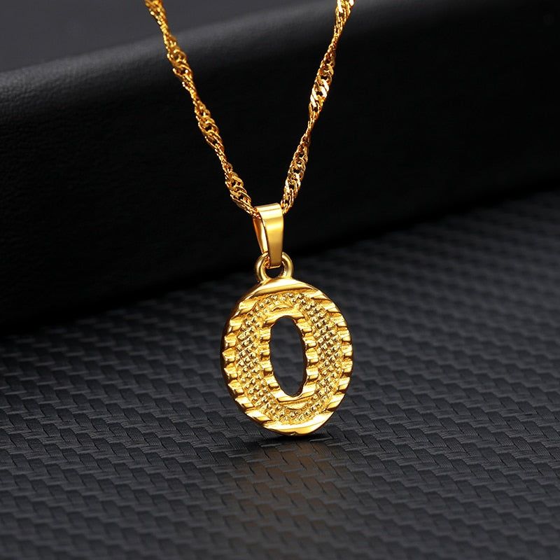 Capital Letter Necklaces Charm Jewelry NCJSOII24 Stainless Steel Golden Color Touchy Style