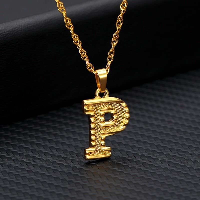 Capital Letter Necklaces Charm Jewelry NCJSOII24 Stainless Steel Golden Color Touchy Style