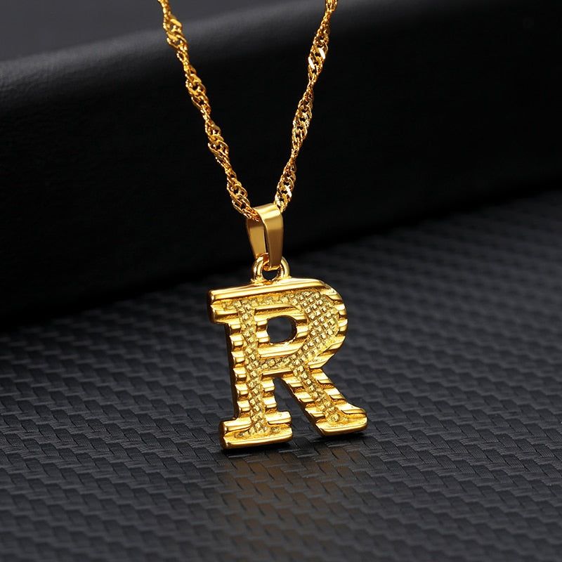 Capital Letter Necklaces Charm Jewelry NCJSOII24 Stainless Steel Golden Color Touchy Style