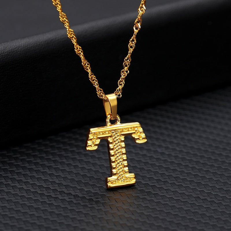 Capital Letter Necklaces Charm Jewelry NCJSOII24 Stainless Steel Golden Color Touchy Style