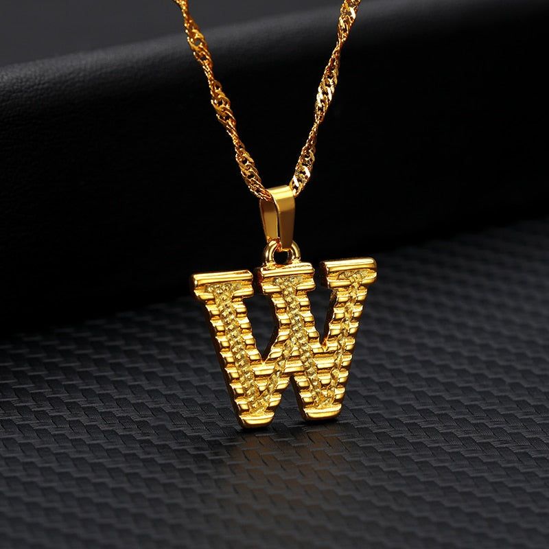 Capital Letter Necklaces Charm Jewelry NCJSOII24 Stainless Steel Golden Color Touchy Style