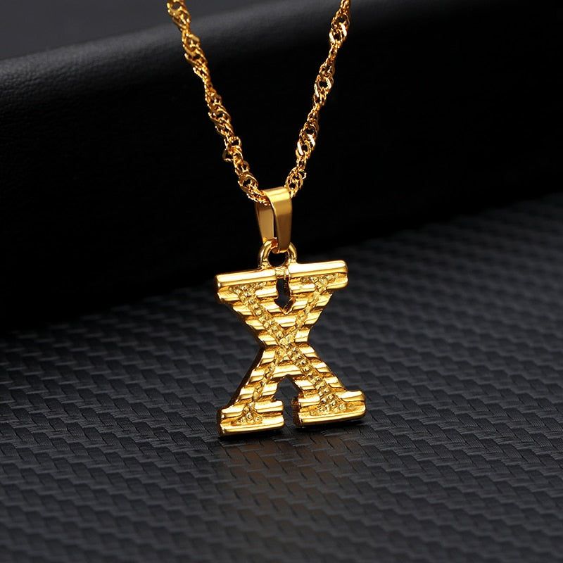 Capital Letter Necklaces Charm Jewelry NCJSOII24 Stainless Steel Golden Color Touchy Style