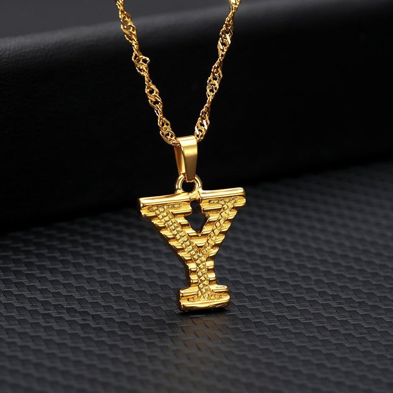 Capital Letter Necklaces Charm Jewelry NCJSOII24 Stainless Steel Golden Color Touchy Style
