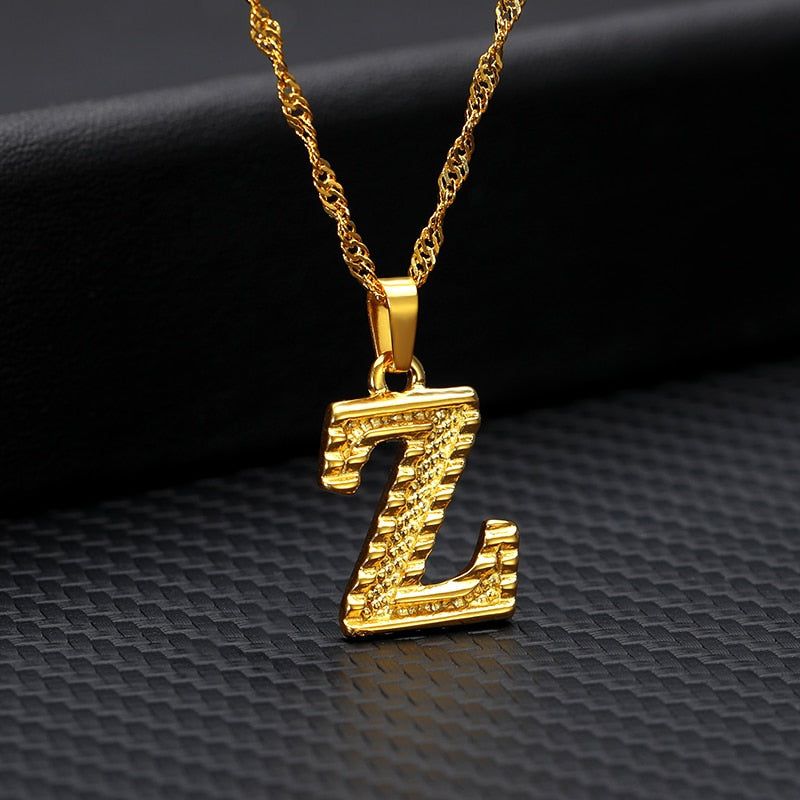 Capital Letter Necklaces Charm Jewelry NCJSOII24 Stainless Steel Golden Color Touchy Style