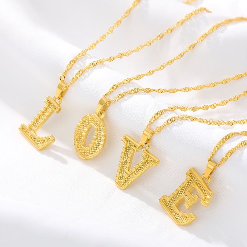 Capital Letter Necklaces Charm Jewelry NCJSOII24 Stainless Steel Golden Color Touchy Style