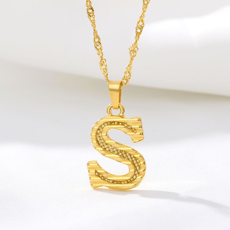 Capital Letter Necklaces Charm Jewelry NCJSOII24 Stainless Steel Golden Color Touchy Style