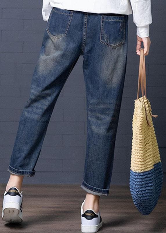 Cartoon Embroidery Hollow Drawstring Waist Denim Jeans BG-LPTS210831