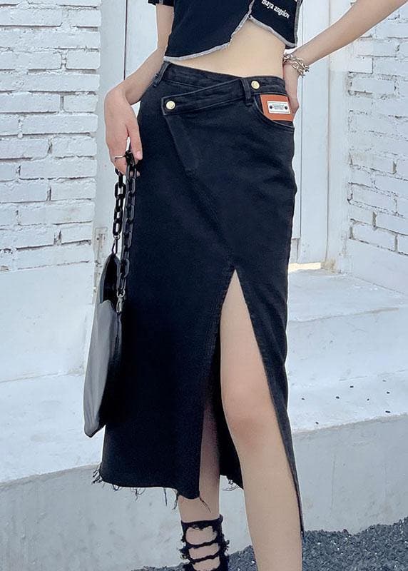 Casual Black Summer High Waist Denim Casual Skirts AT-SKTS210609
