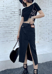 Casual Black Summer High Waist Denim Casual Skirts AT-SKTS210609