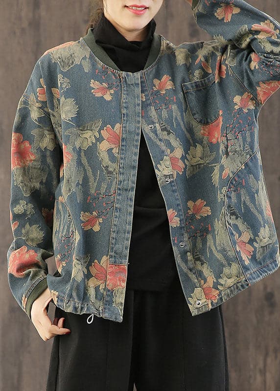 Casual retro Print Button Fall Denim Coat BSDJK-CTS211117