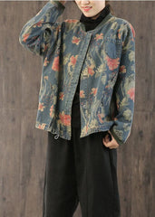 Casual retro Print Button Fall Denim Coat BSDJK-CTS211117