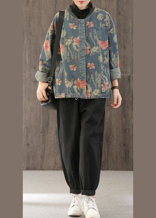 Casual retro Print Button Fall Denim Coat BSDJK-CTS211117