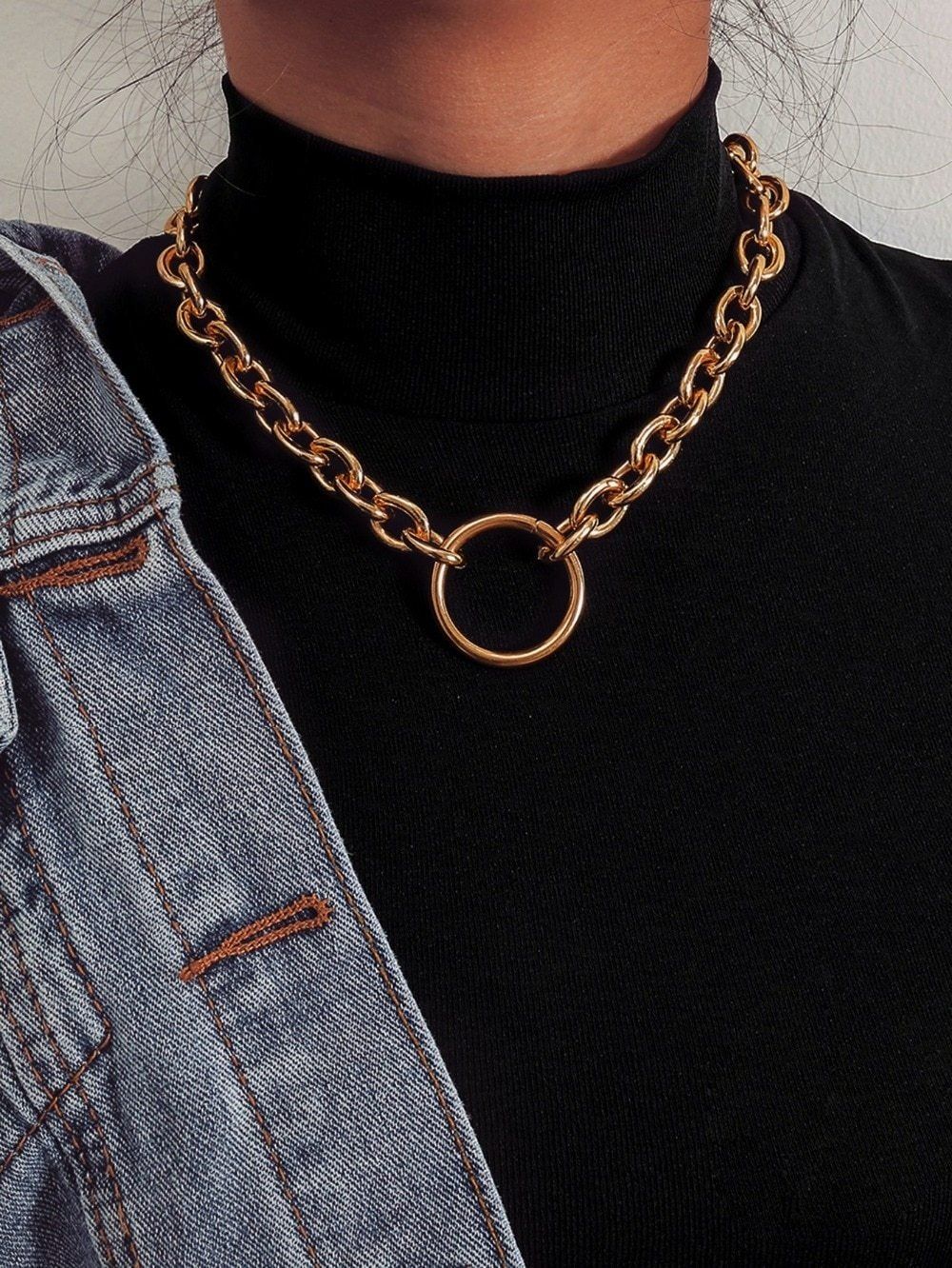 Charm Jewelry Set Fashion Thick Chain Vintage Necklace Bracelet Touchy Style