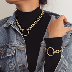Charm Jewelry Set Fashion Thick Chain Vintage Necklace Bracelet Touchy Style
