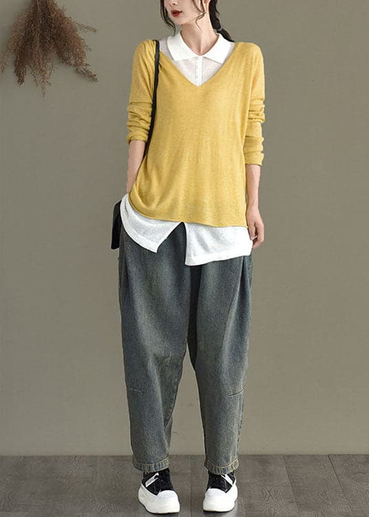 Chic Blue retro Pockets Harem Fall Denim Pants GK-LPTS211019