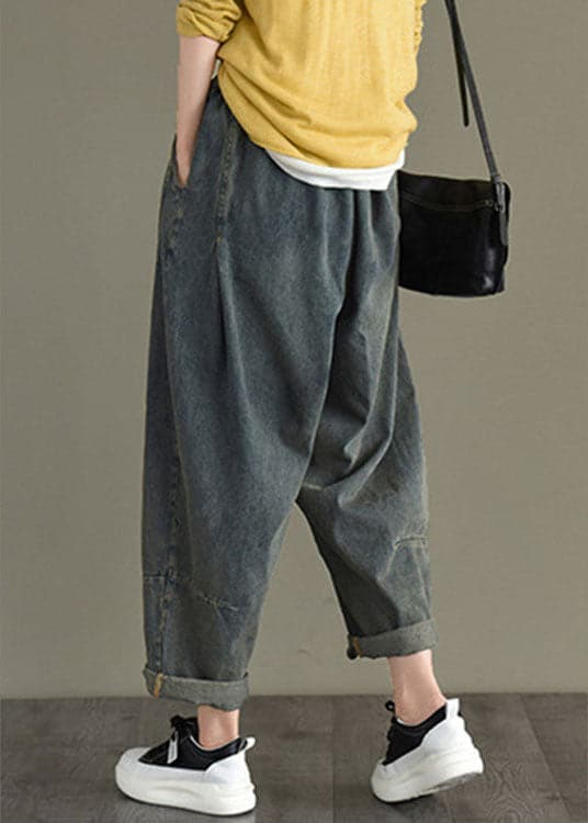 Chic Blue retro Pockets Harem Fall Denim Pants GK-LPTS211019