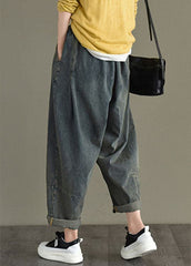 Chic Blue retro Pockets Harem Fall Denim Pants GK-LPTS211019