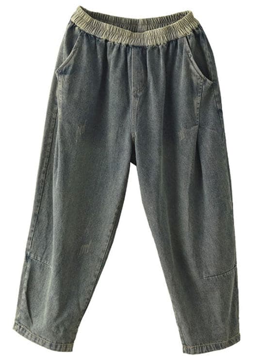 Chic Blue retro Pockets Harem Fall Denim Pants GK-LPTS211019