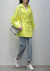 Chic Notched tie waist Fashion tunics yellow women coats TCT201207