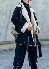 Chic black Fashion Coats Women Inspiration tie hem thick jackets AT-CTS191211