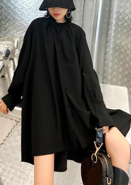 Chic black blouses for women stand collar asymmetric Plus Size Clothing blouses AT-LTP200909